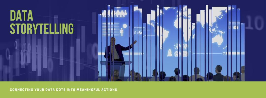 data storytelling with data-related graphics and presenter