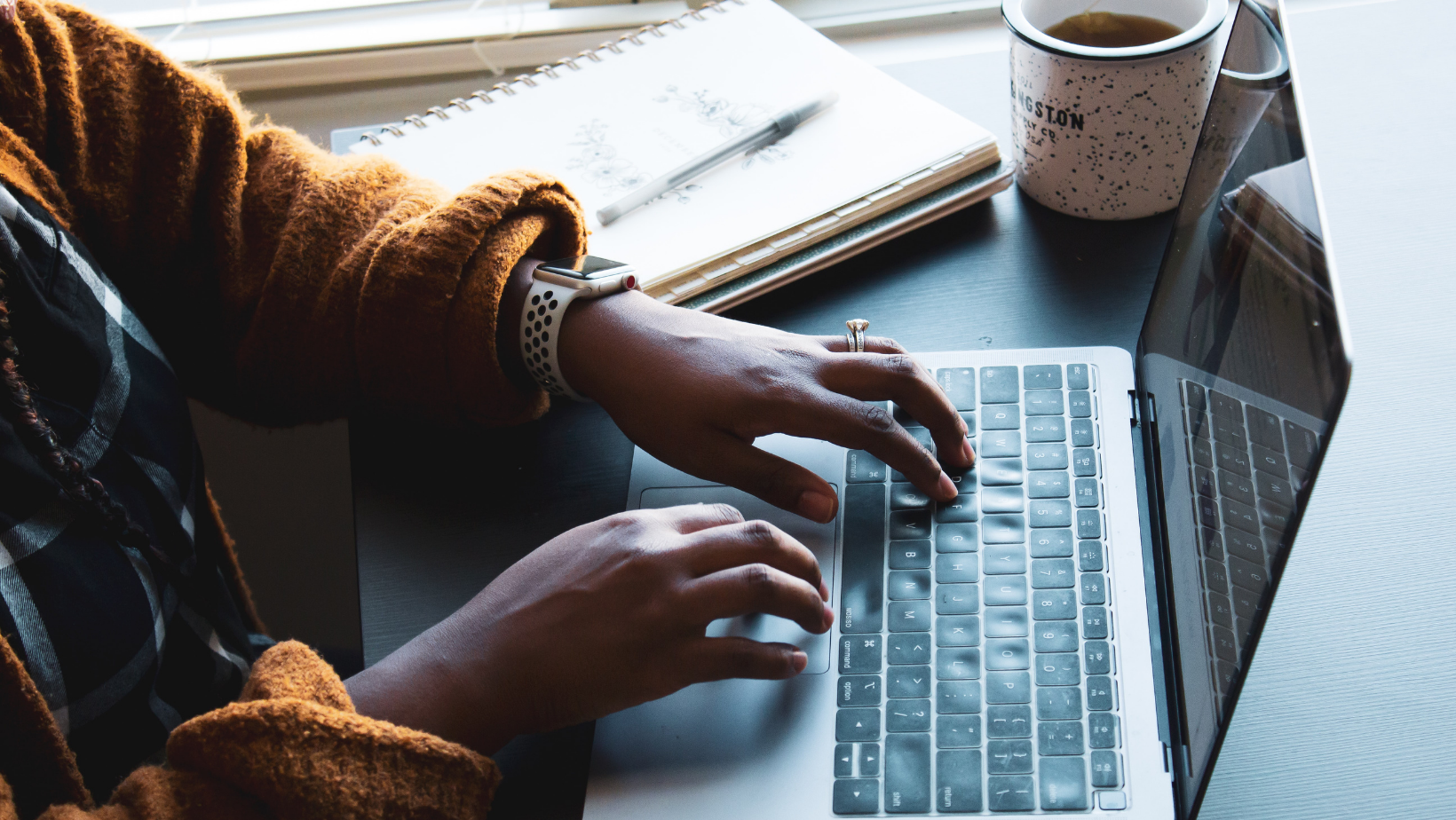 Female working on a laptop