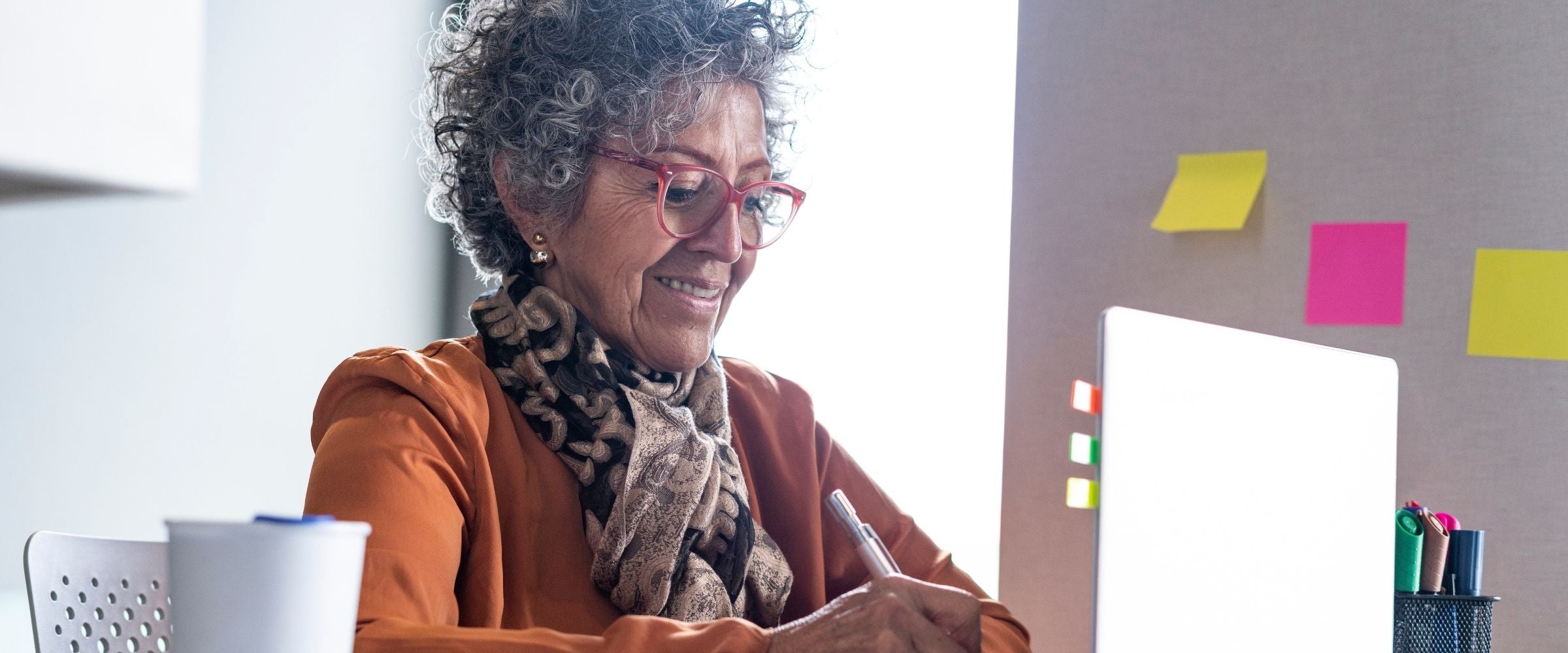 Lifelong learner working on her laptop