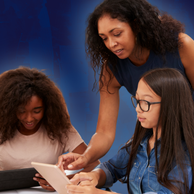 A high school teacher providing instruction