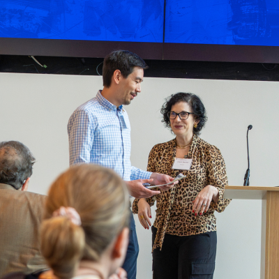 2025 Student Art Exhibition Award, Christopher Chen with instructor Laura Spector